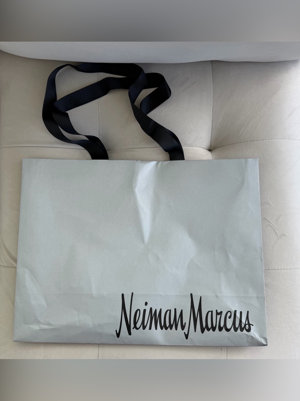 Neiman Marcus shopping bag with Black ribbon handles